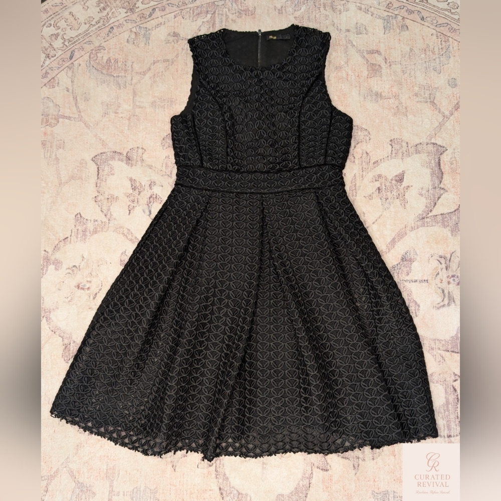 Maje Textured Black Fit-and-Flare Dress – Size Medium